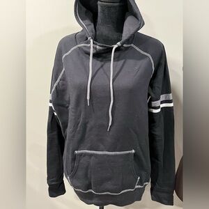 Black Hoodie with White and grey Stripes